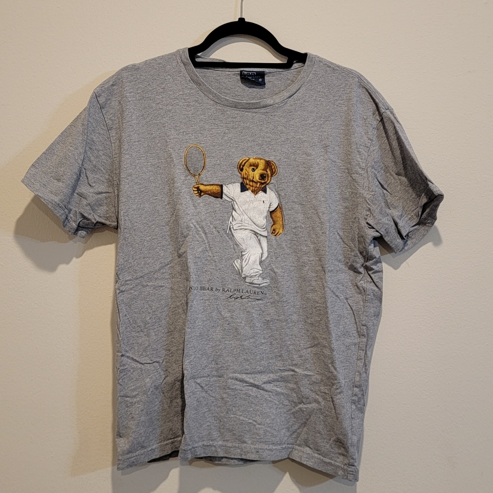 Polo by Ralph Lauren blue label Men's polo bear tennis vintage t shirt medium